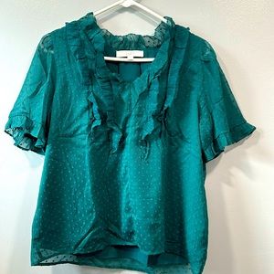 LOFT Ruffle V neck blouse, NWOT